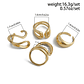 Conjunto de 4 Anéis Abertos Ingemark - Forma C Irregular, Geométricos, Vintage, Para Knuckle Rings - Thumbnail 4