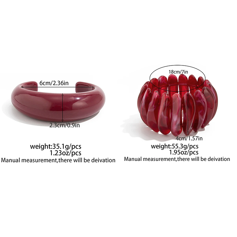 Ingemark Red Resin Bracelet - Vintage, Thick, Irregular Shape, Boho Style, 2025 Trend 4