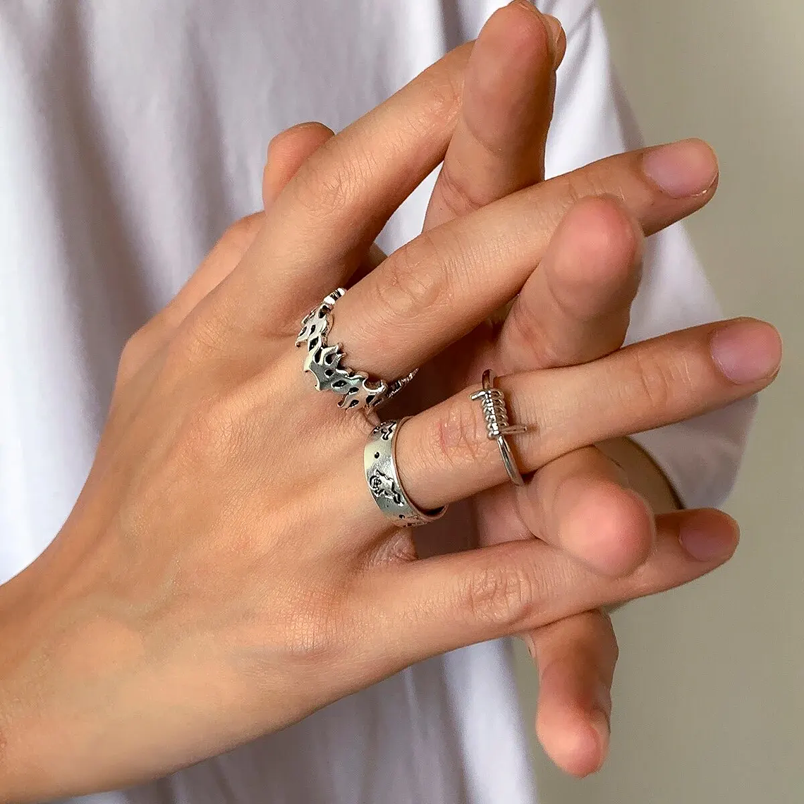 Conjunto Anéis Homem | Design Garra/Geometria, Vintage | Acessório Streetwear, Presente Masculino 7