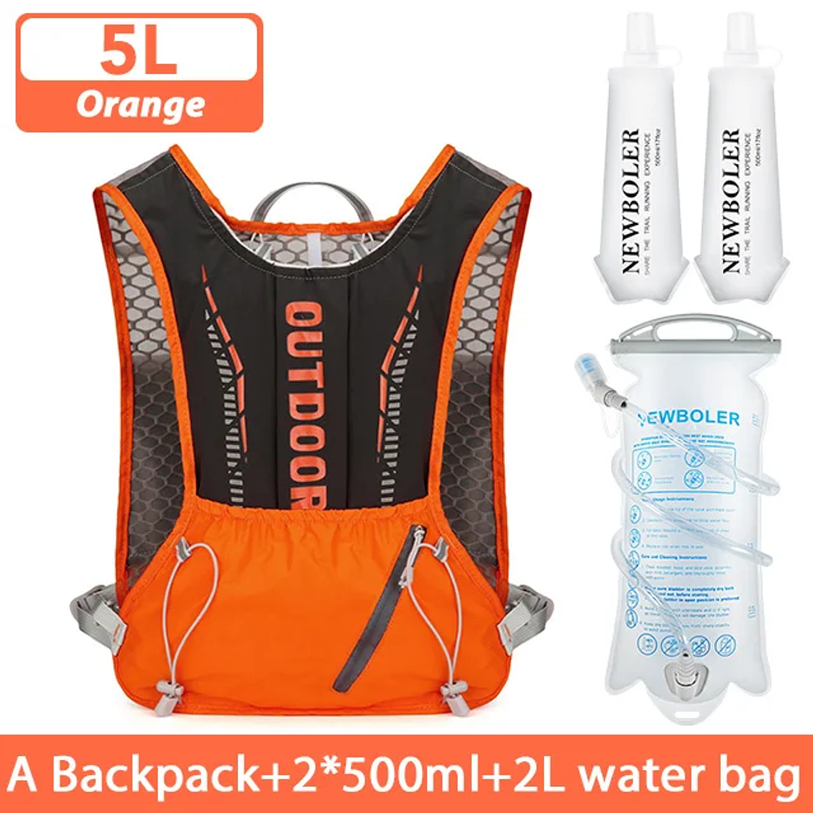 NEWBOLER 5L Hydration and Running Vest - Lightweight Breathable Backpack with Bottles for Running, Hiking, and Cycling 12
