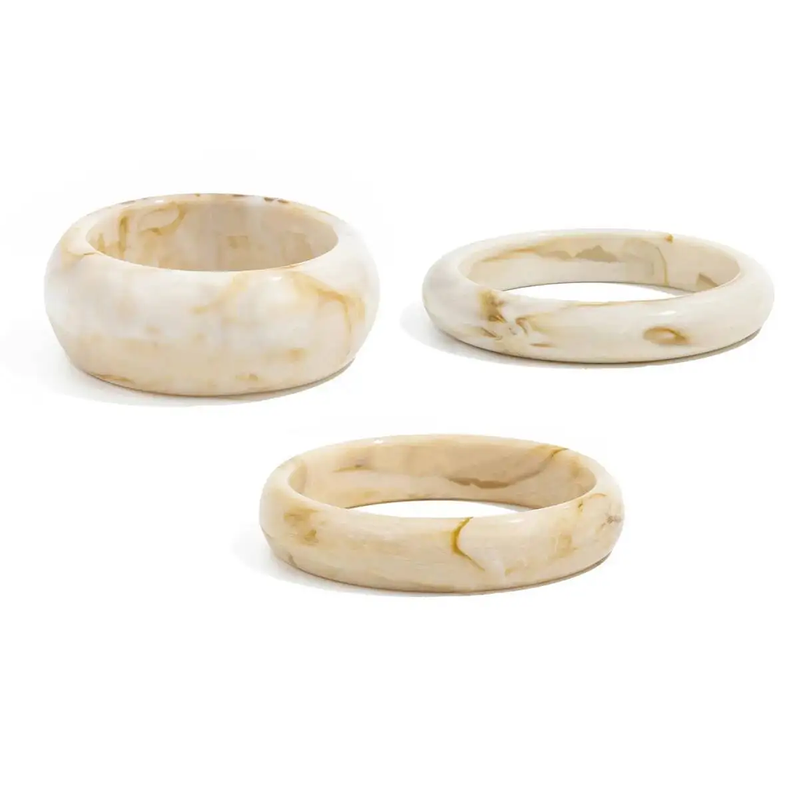 Kit 3 Pulseiras Vintage Resina Bege Ingemark - Rastreador de Humor, Tendência Boho & Y2K 2025 5