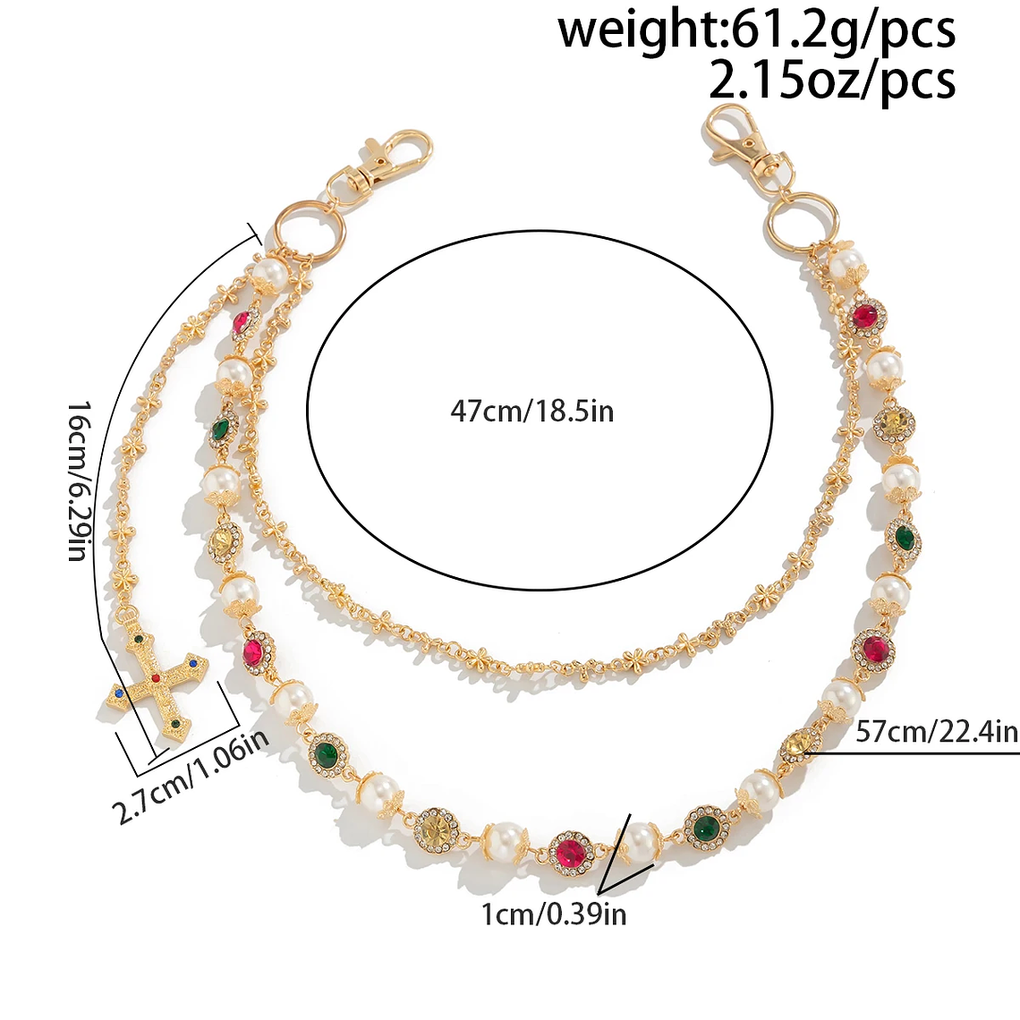 Corrente para Calças Jeans Unissex - Pérola e Strass, Estilo Punk e Hip Hop 5