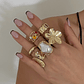 Set of 6 Baroque Floral Rings Ingemark 2025 | Oversized Rings with Faux Pearl for Women - Elegant and Punk Style - thumbnail 2