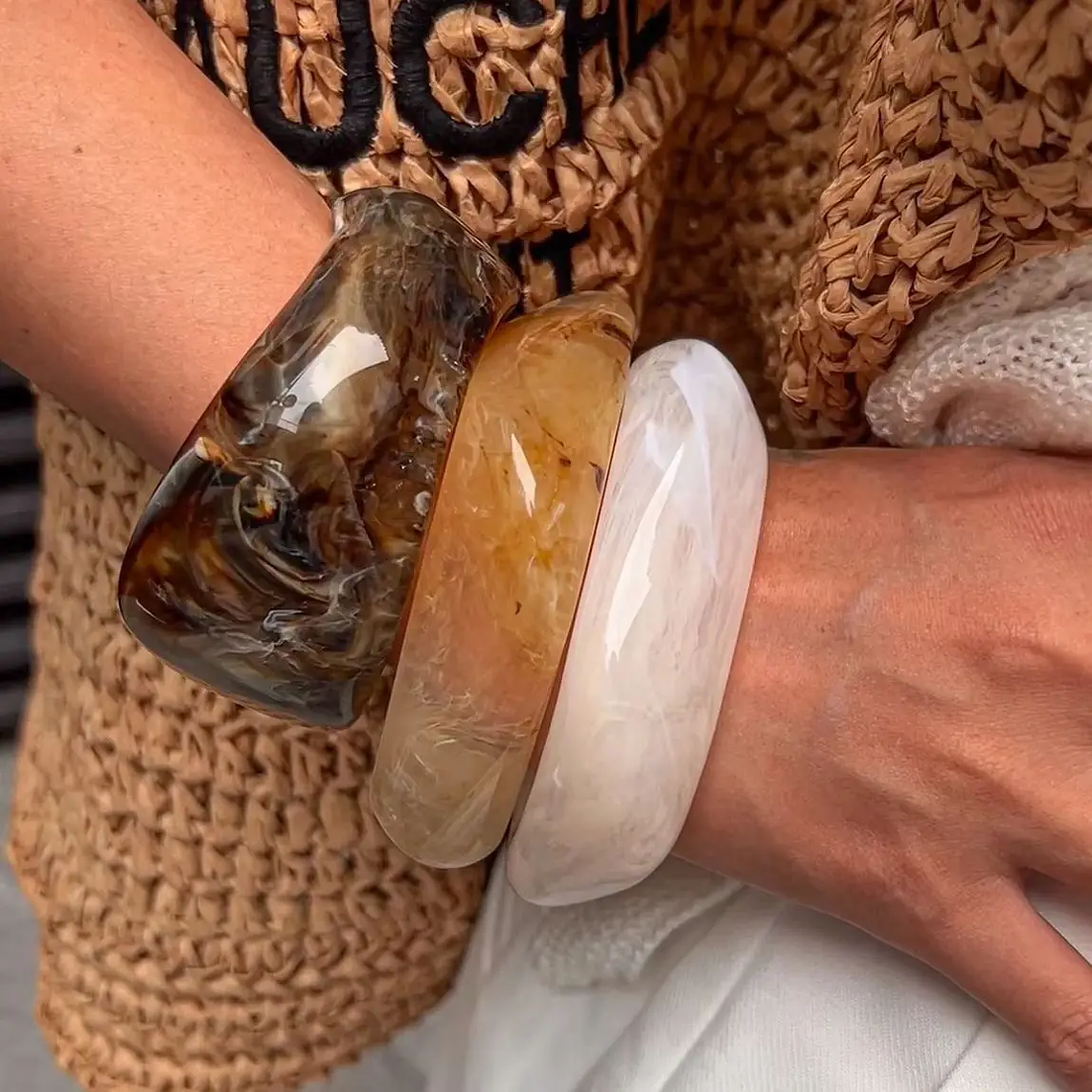 Thick, exaggerated geometric resin bracelets | Punk, Hip Hop, Y2K style | Unisex aesthetic gift 1