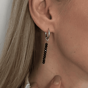 Brincos de Queda Vintage com Cristal Redondo Preto Ingemark | Brincos Elegantes para Festas e Presentes Femininos