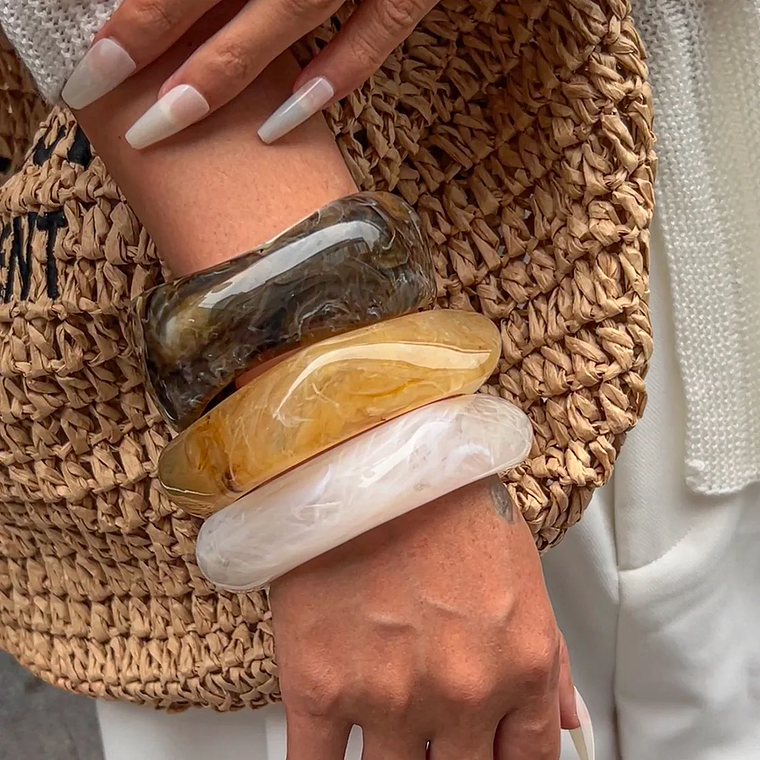 Thick, exaggerated geometric resin bracelets | Punk, Hip Hop, Y2K style | Unisex aesthetic gift 3