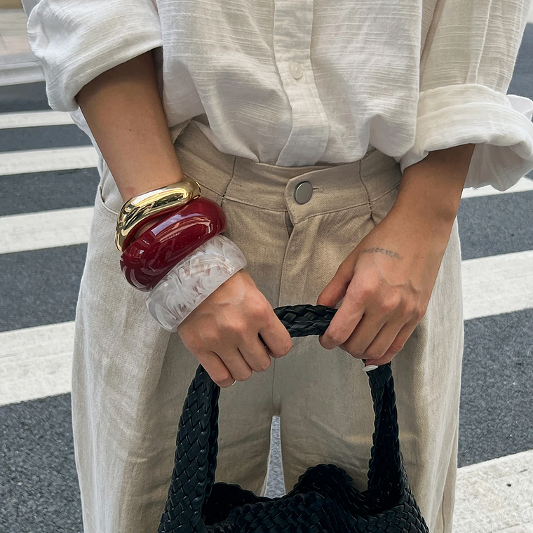 Braceletes de Resina Y2K Bohó 2025 | 3 Estilos Grossos Geométricos, Punk Grunge | Acessório Festa ou Casual 3