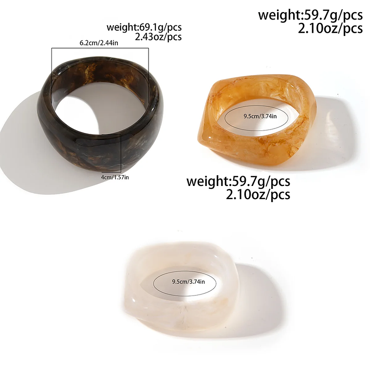 Thick, exaggerated geometric resin bracelets | Punk, Hip Hop, Y2K style | Unisex aesthetic gift 5