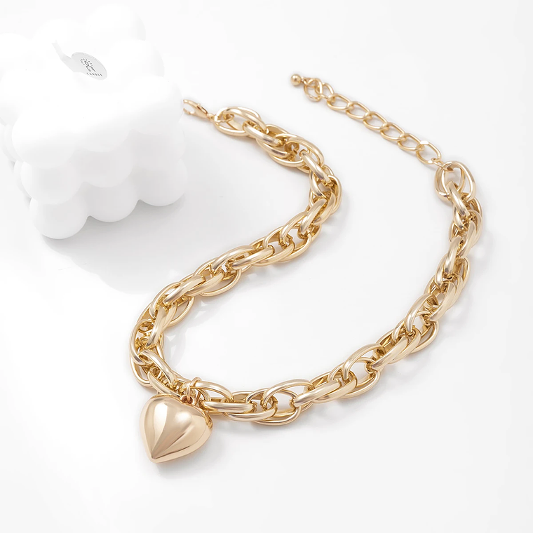  Colar Punk Statement com Coração Grande - Corrente Pesada Chunky, Estilo Grunge 5