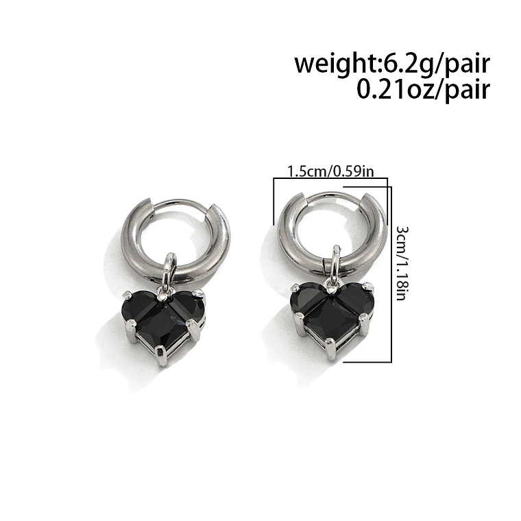Brincos Argola Coração Geométrico Preto | Acrílico e Metal, Estilo Punk | Acessório e Presente Novo para Mulheres 4