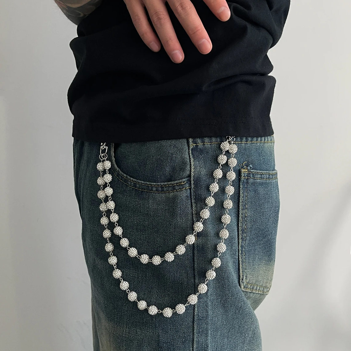 Corrente Cinto Chaveiro Harajuku com Strass | Acessório Masculino de Cintura para Jeans, Estilo Hip Hop e Punk - Ingemark 2025 2