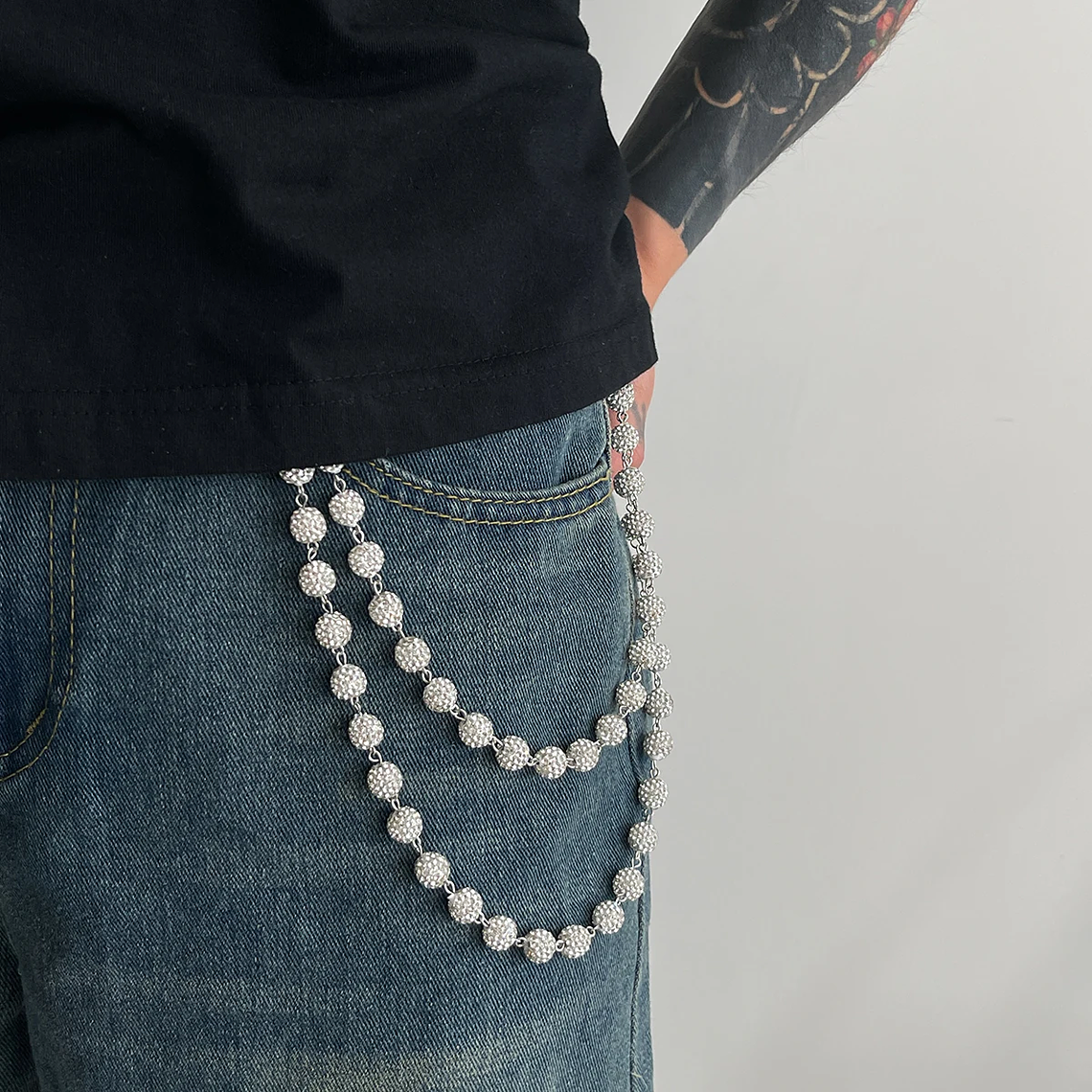 Corrente Cinto Chaveiro Harajuku com Strass | Acessório Masculino de Cintura para Jeans, Estilo Hip Hop e Punk - Ingemark 2025 3