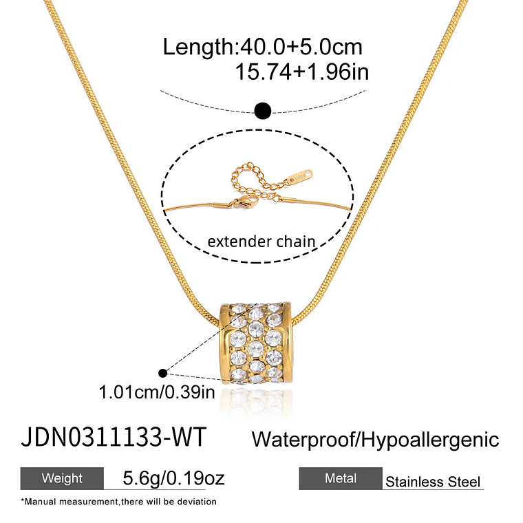 Colar Camadas Corrente Martelada com Zircônia Branca | Colar Feminino em Aço Inoxidável Banhado a Ouro 18K PVD - Presente Elegante 7