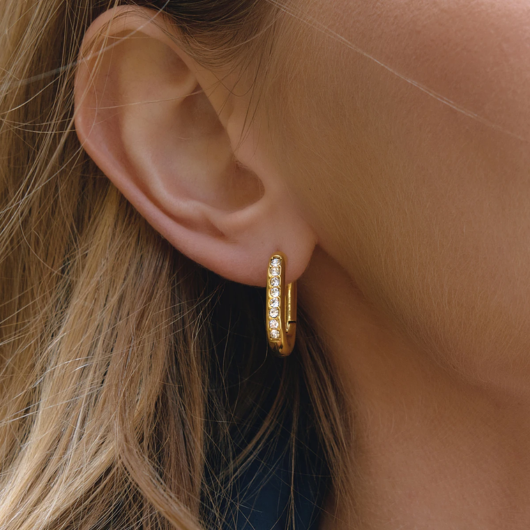 Brincos de Arco em U com Strass Branco Banhado a Ouro 18K | Brincos Femininos em Aço Inoxidável - Presente Elegante 2026 1