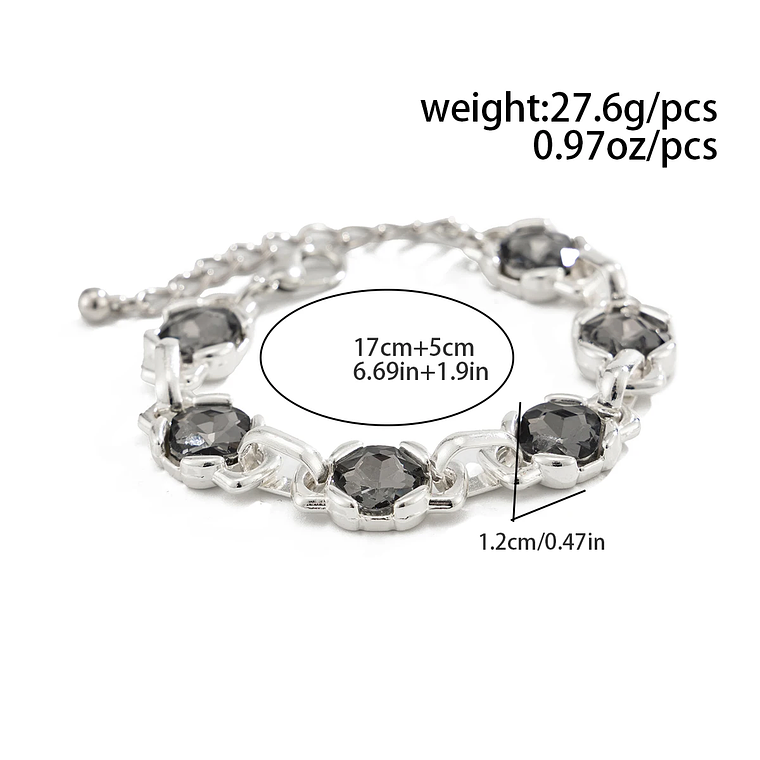 Pulseira Punk Irregular em Acrílico Preto com Strass | Pulseira de Mão Ajustável para Mulheres - Tendência 2026 4