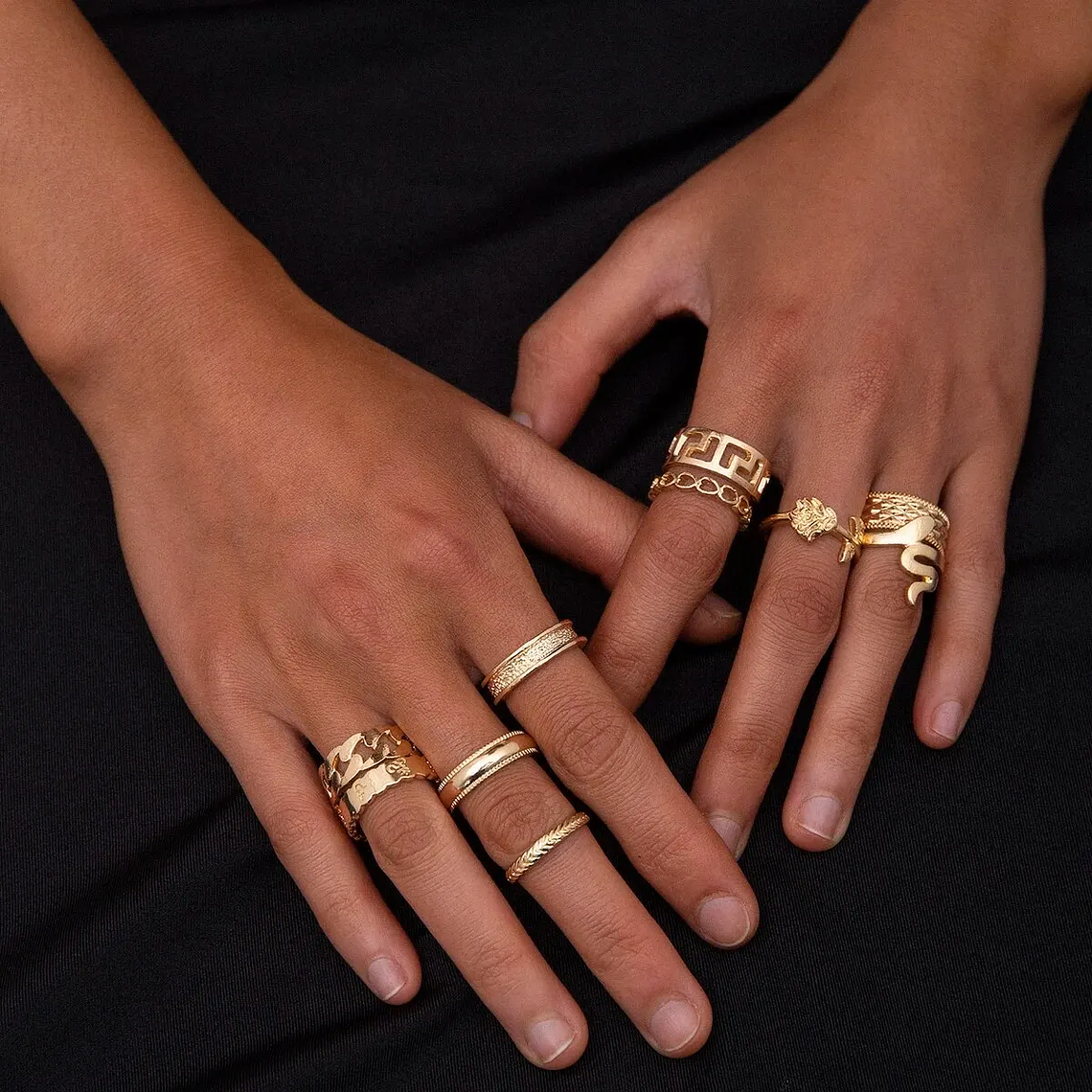 Set of 3 Open Geometric Punk Rings | Adjustable Finger Rings for Women and Girls - Hip-Hop/Rock Style 11