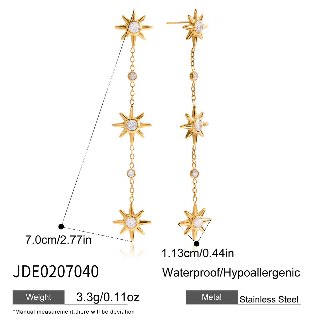 Brincos Longos Minimalistas com Franjas de Zircônia e Pérolas Falsas | Brincos Femininos em Aço Inoxidável Banhado a Ouro 9