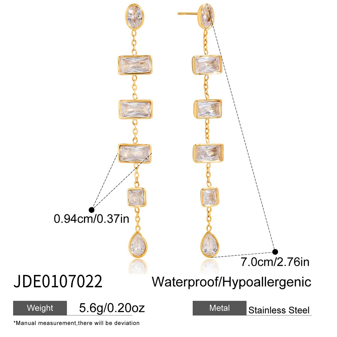 Brincos Longos Minimalistas com Franjas de Zircônia e Pérolas Falsas | Brincos Femininos em Aço Inoxidável Banhado a Ouro 13