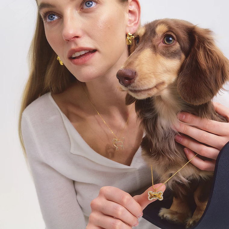 Colar Pingente Gato Linear Vazado com Strass Branco | Colar Feminino Banhado a Ouro 18K PVD com Corrente O-Chain 5