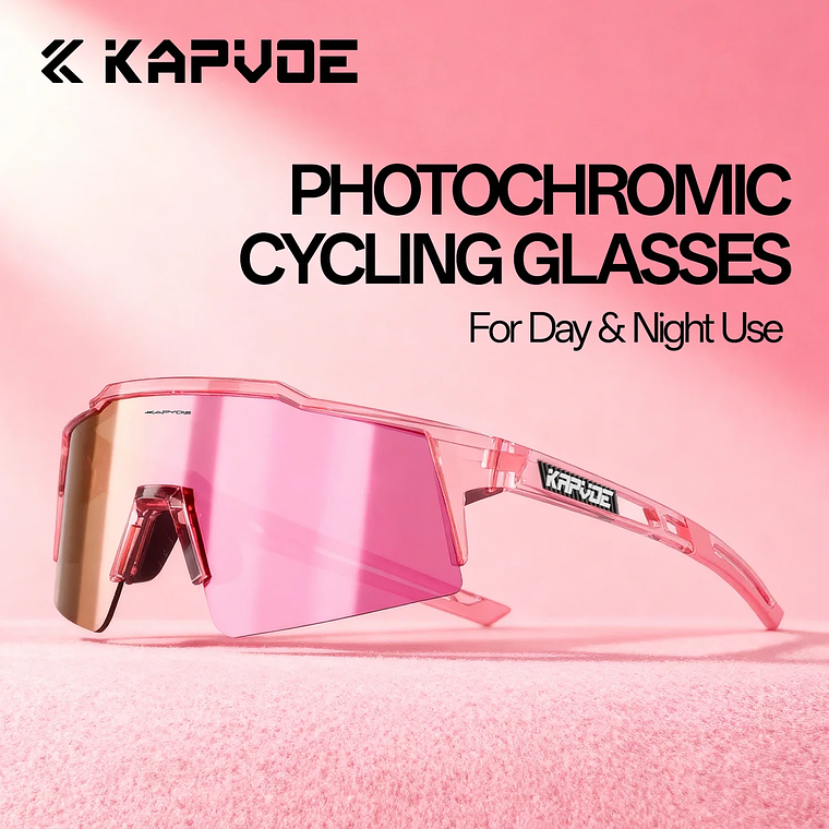 Óculos de Ciclismo Fotocromáticos KAPVOE | Lentes que Escurecem com o Sol, UV400+ | Para Mulheres, BTT e Outdoor 1