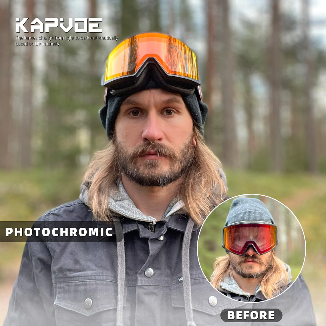 KAPVOE Photochromic Ski Goggles | Magnetic UV400 Lenses, Anti-Fog | For Men and Women 2