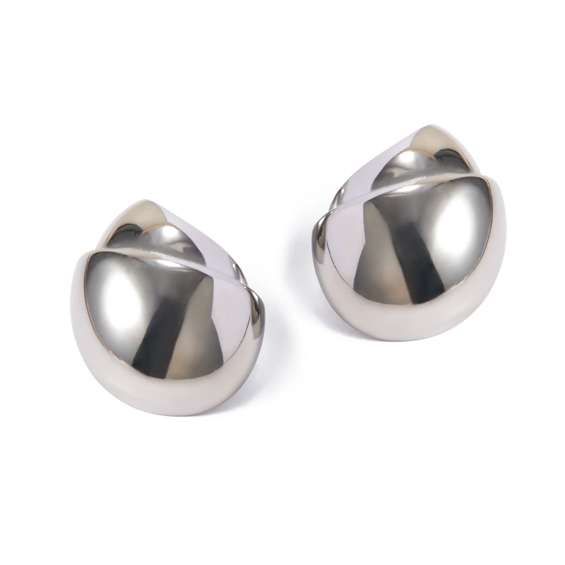 Brincos de Pressão Geometrico em Formato Avelã Banhado a Ouro 18K PVD | Brincos Femininos em Aço Inoxidável - Presente Brilhante 7