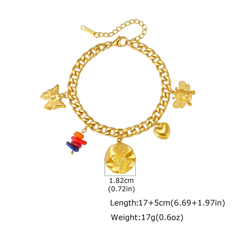 Colar Ajustável com Pingente Coração, Estrela, Flor e Olho Grego | Aço Inoxidável Dourado VNOX | Presente com Significado 7