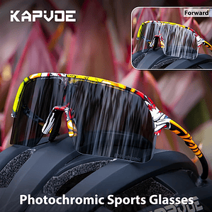 Óculos de Ciclismo Fotocrómicos KAPVOE K9412A - Lentes Grandes 150mm, UV400, TR-90