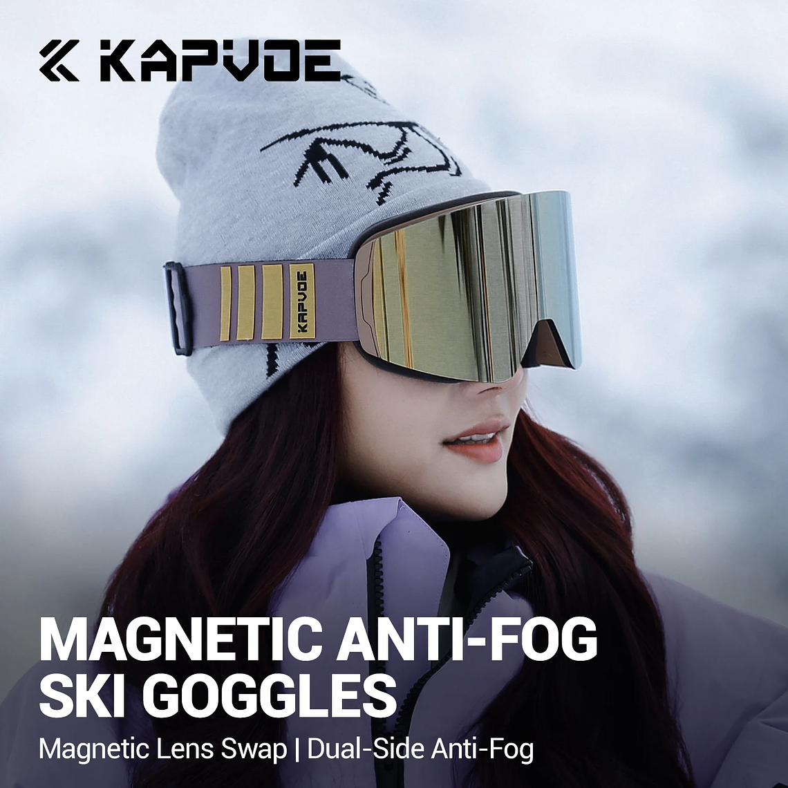 Óculos de Esqui Fotocrômico com Lentes Magnéticas KAPVOE | Máscara de Neve Anti-embaçante UV400 para Homens e Mulheres 3