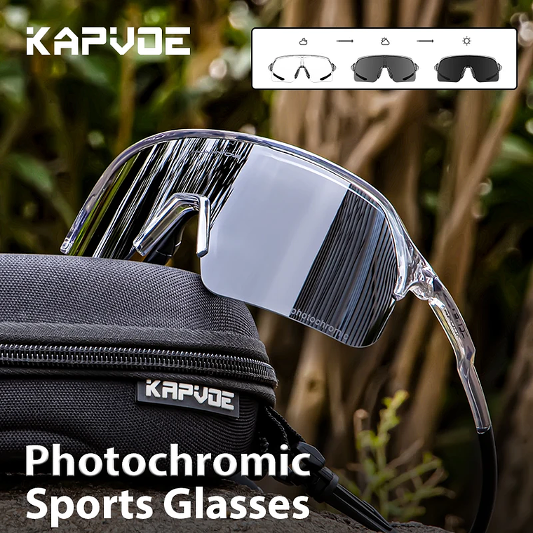 KAPVOE K9412A Photochromic Cycling Glasses - Large 150mm Lenses, UV400, TR-90 2