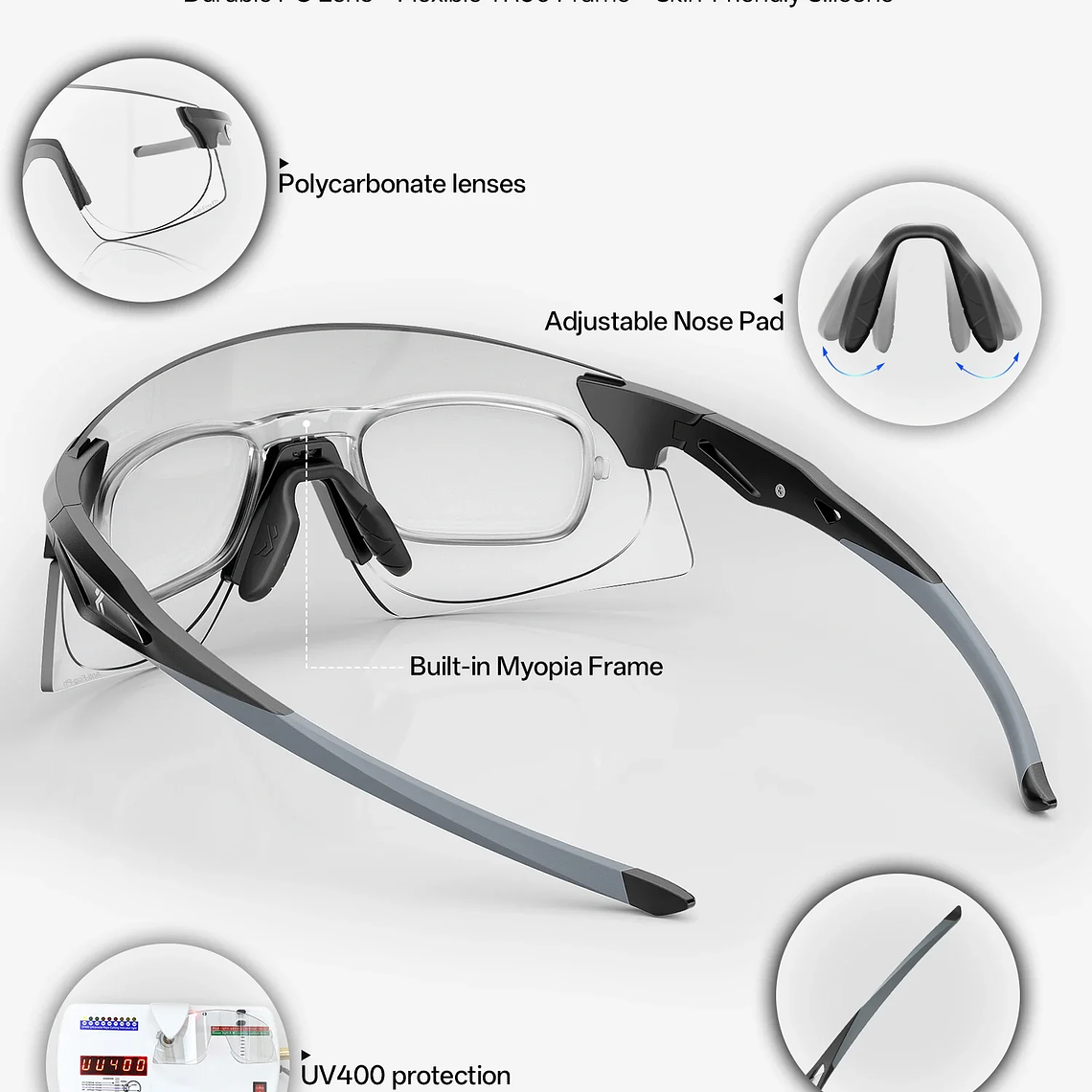 Óculos Fotocromáticos KAPVOE para Ciclismo e Running | UV400, Lentes que Ajustam ao Sol | Unissexo para MTB e Outdoor 5