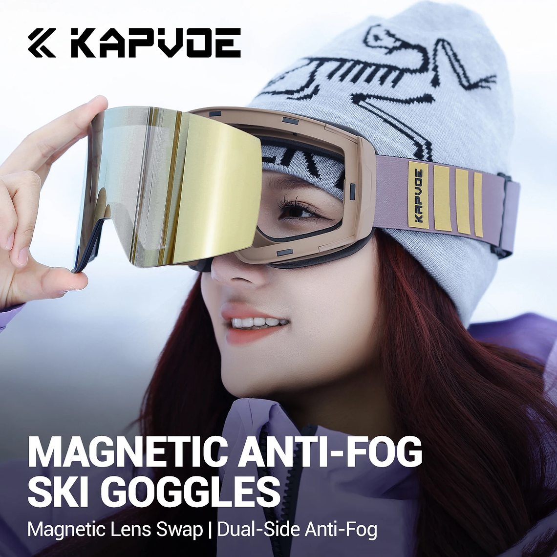 Óculos de Ski Fotocrómicos KAPVOE Inverno 2024 | Magnéticos, Anti-embaciamento e Compatíveis com Óculos de Grau 3