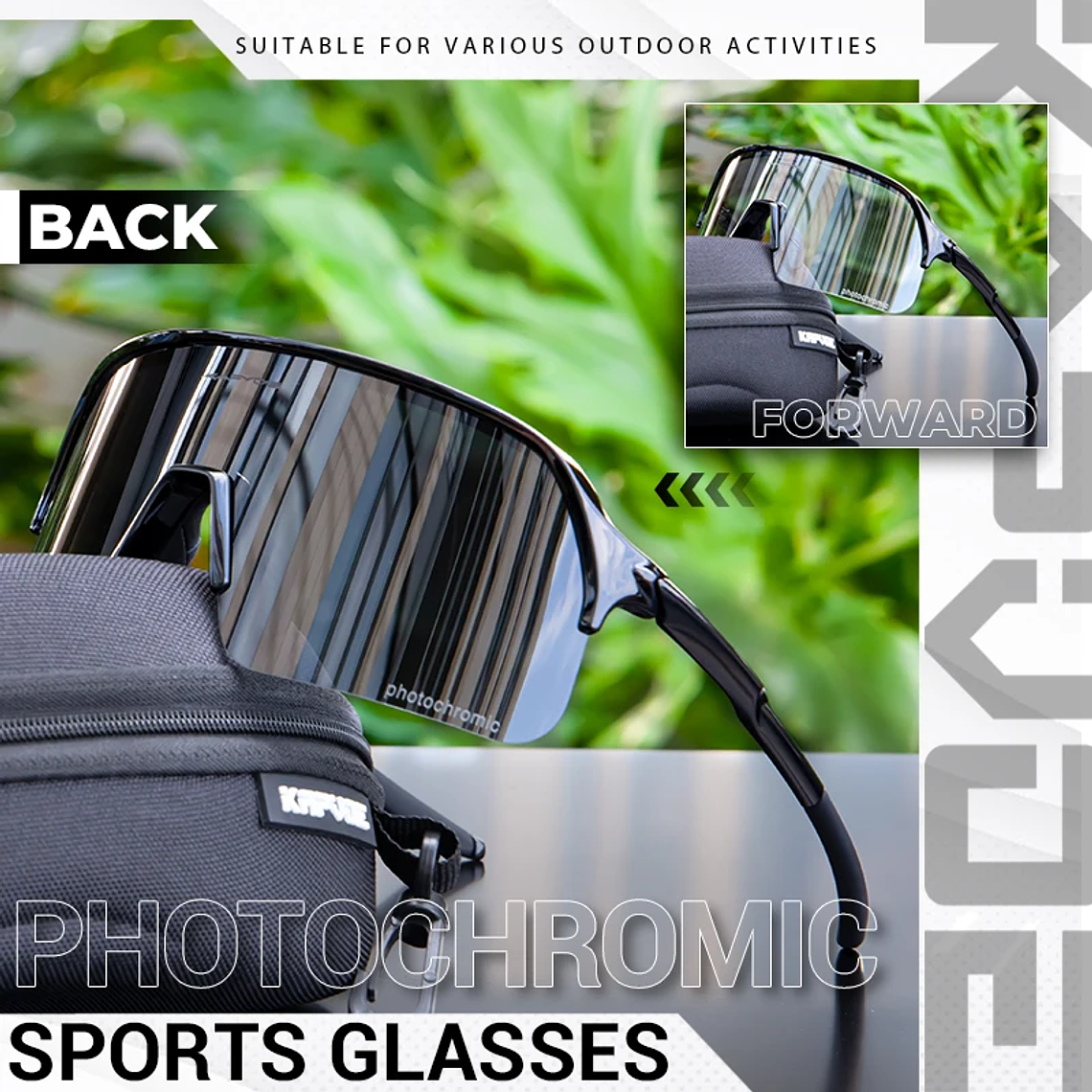 KAPVOE K9412A Photochromic Cycling Glasses - Large 150mm Lenses, UV400, TR-90 5