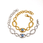 Pulseira Evil Eye com Elos Ovais Ajustáveis | Pulseira Feminina em Aço Inoxidável Banhado a Ouro e Prata - Presente Protetor e Fashion - Thumbnail 4