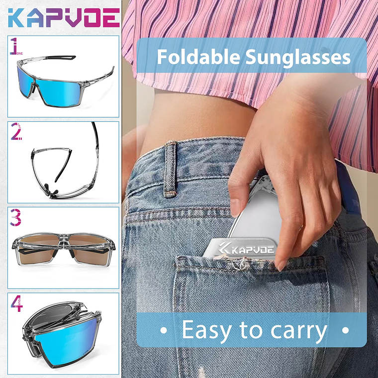 Óculos de Ciclismo Dobráveis Polarizados KAPVOE | Óculos Esportivos para MTB, Pesca e Atividades Outdoor - Unissex 3