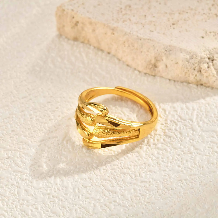 Conjunto de Anéis Geométricos Abertos e Ajustáveis | Anéis em Camadas Vazados no Estilo Punk, Banhados a Ouro 5
