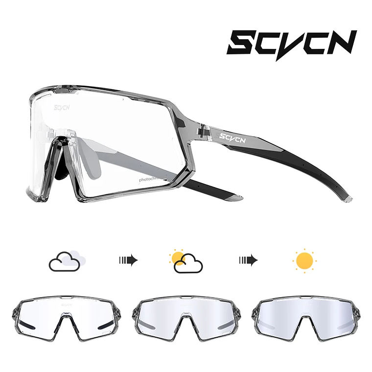 SCVCN S164 Cycling Glasses - Photochromic Lenses and Extra-Wide Field of Vision (151mm) | UV400 8