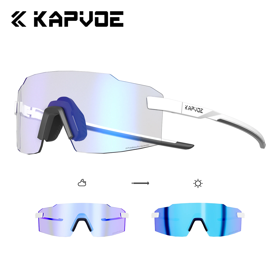 Óculos de Ciclismo Fotocrómicos KAPVOE K341 - Adaptação Automática à Luz, UV400 10