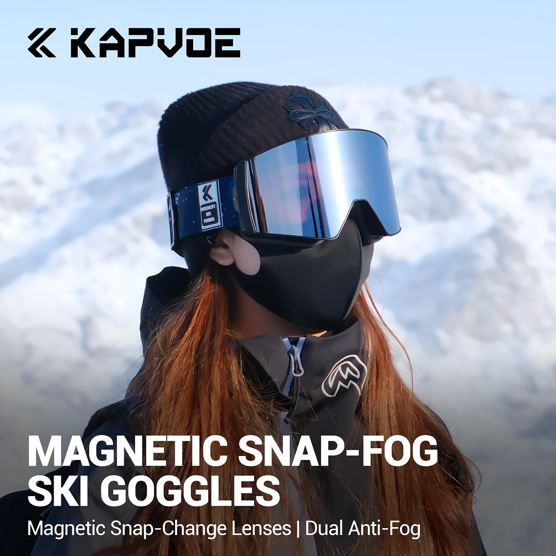 Óculos de Esqui Fotocrômico KAPVOE com Lentes Magnéticas | Máscara de Neve Anti-embaçante UV400 Unissex para Snowboard e Esportes de Inverno 3
