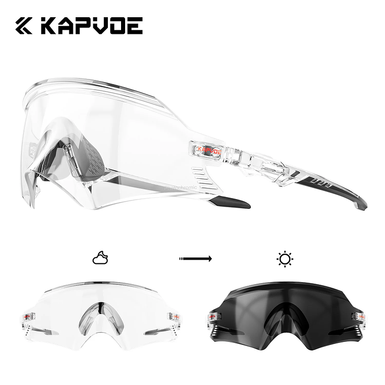 Óculos de Ciclismo Fotocrómicos KAPVOE Unissexo | Lentes UV400 e Ajustáveis para Desporto 7
