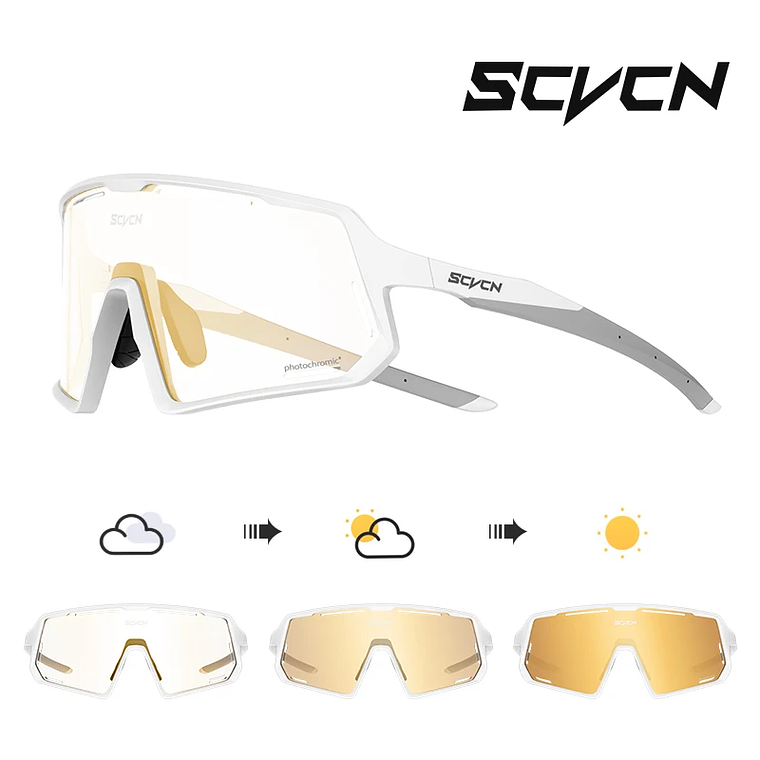SCVCN S164 Cycling Glasses - Photochromic Lenses and Extra-Wide Field of Vision (151mm) | UV400 9