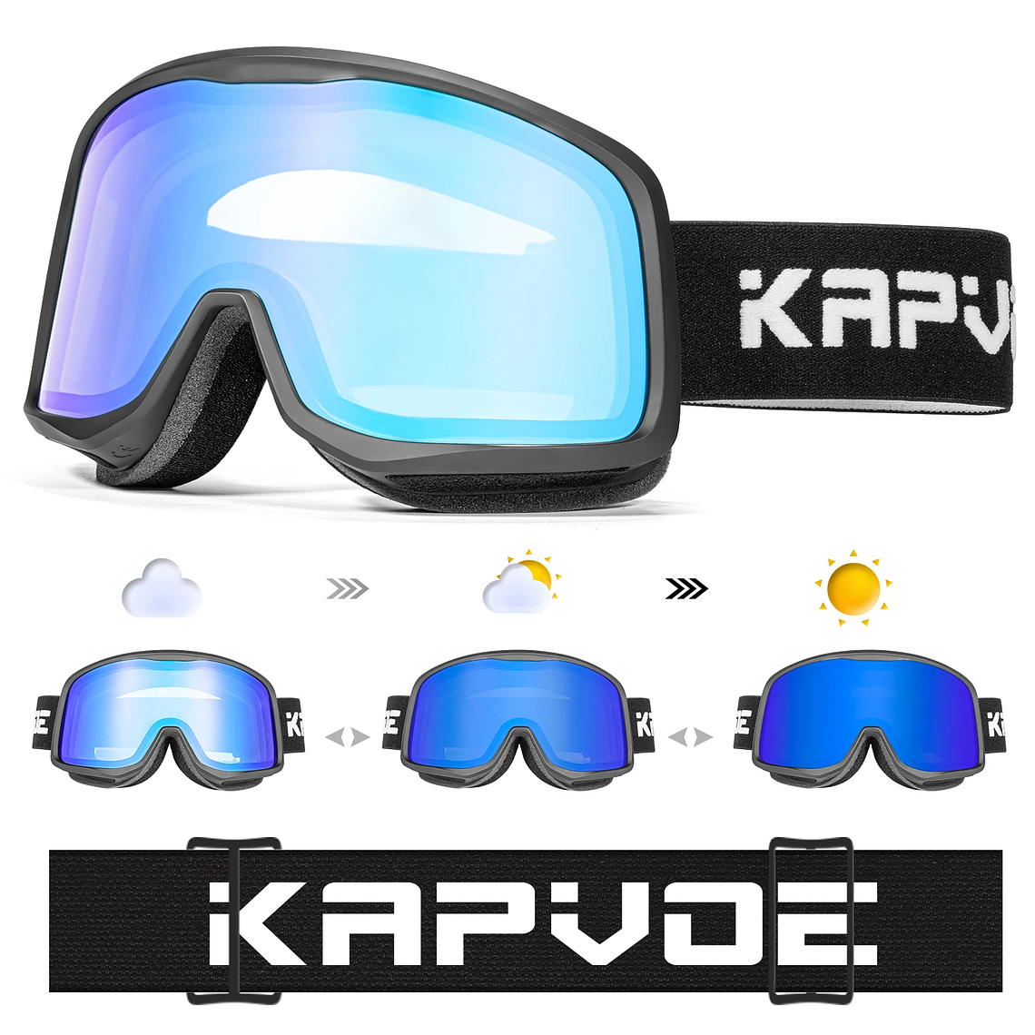 KAPVOE Photochromic Ski Goggles Winter 2024 | UV400, Anti-fog and Integrated Mask 1