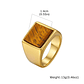 Anel de Signet com Olho-de-Tigre Natural para Homens | Anel Quadrado 14mm de Largura, Aço Inoxidável Banhado - Presente Fashion 2026 - Thumbnail 7