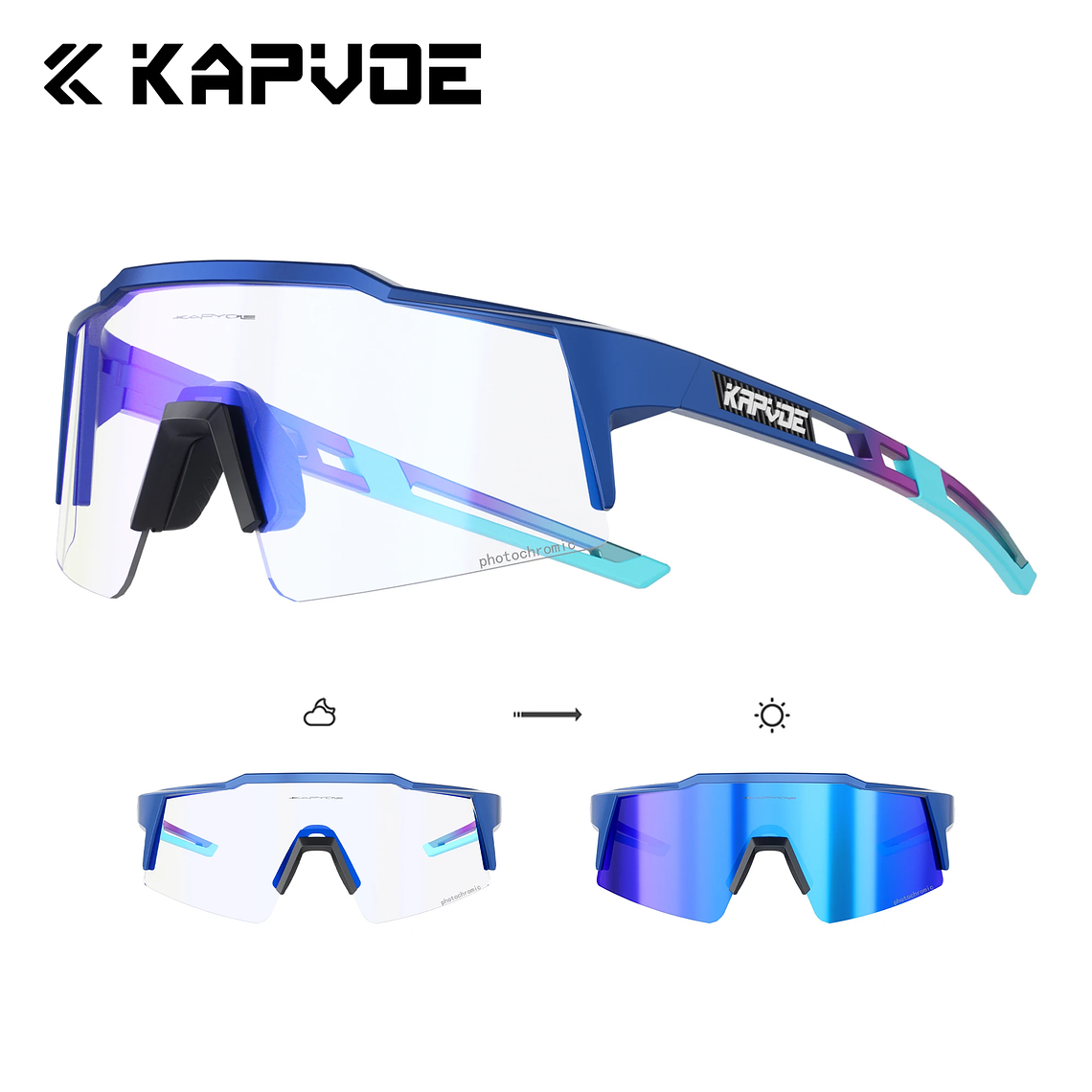 Óculos de Ciclismo Fotocromáticos KAPVOE | Lentes que Escurecem com o Sol, UV400+ | Para Mulheres, BTT e Outdoor 15