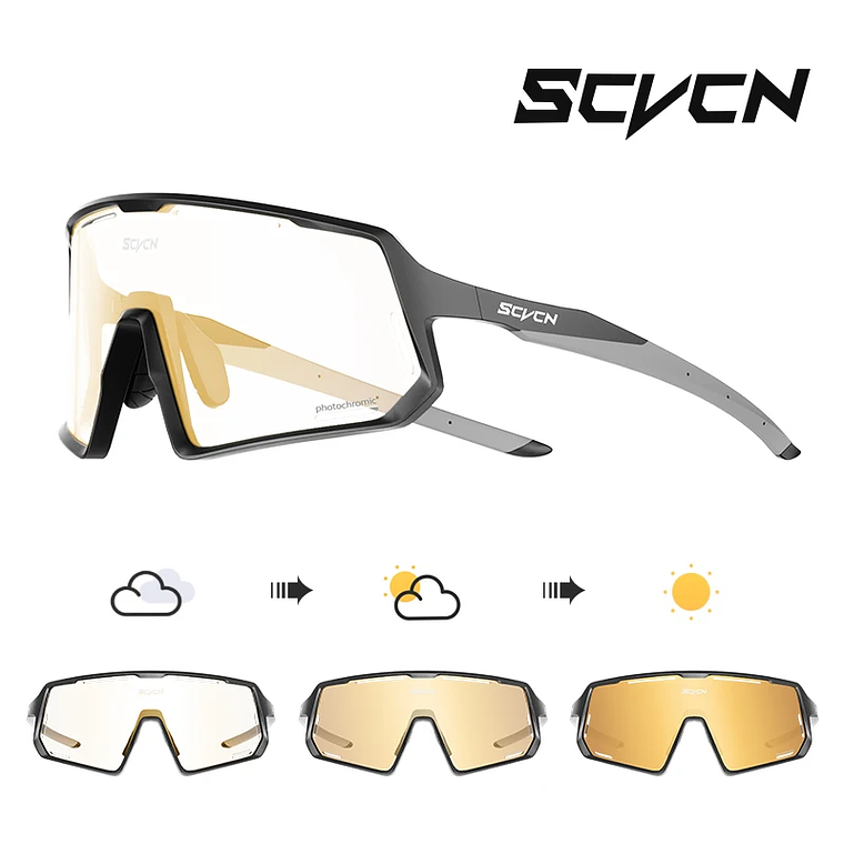 SCVCN S164 Cycling Glasses - Photochromic Lenses and Extra-Wide Field of Vision (151mm) | UV400 10