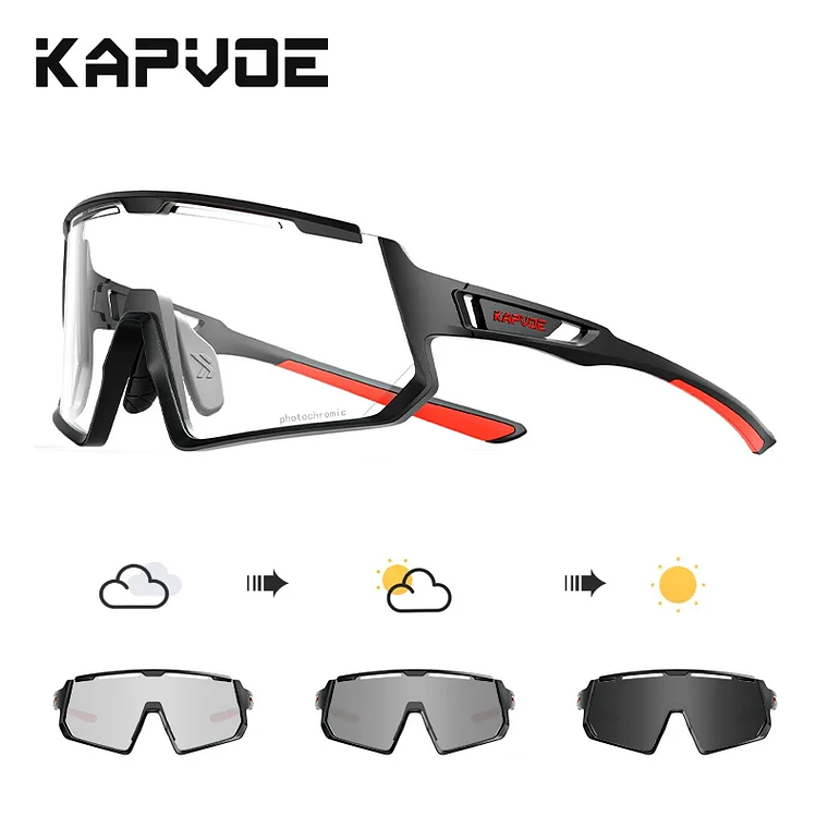 KAPVOE Photochromic Outdoor Cycling Sunglasses Bike Cycling Glasses Men Women MTB Road Bicycle Sports Running UV400 Goggles Sale 12
