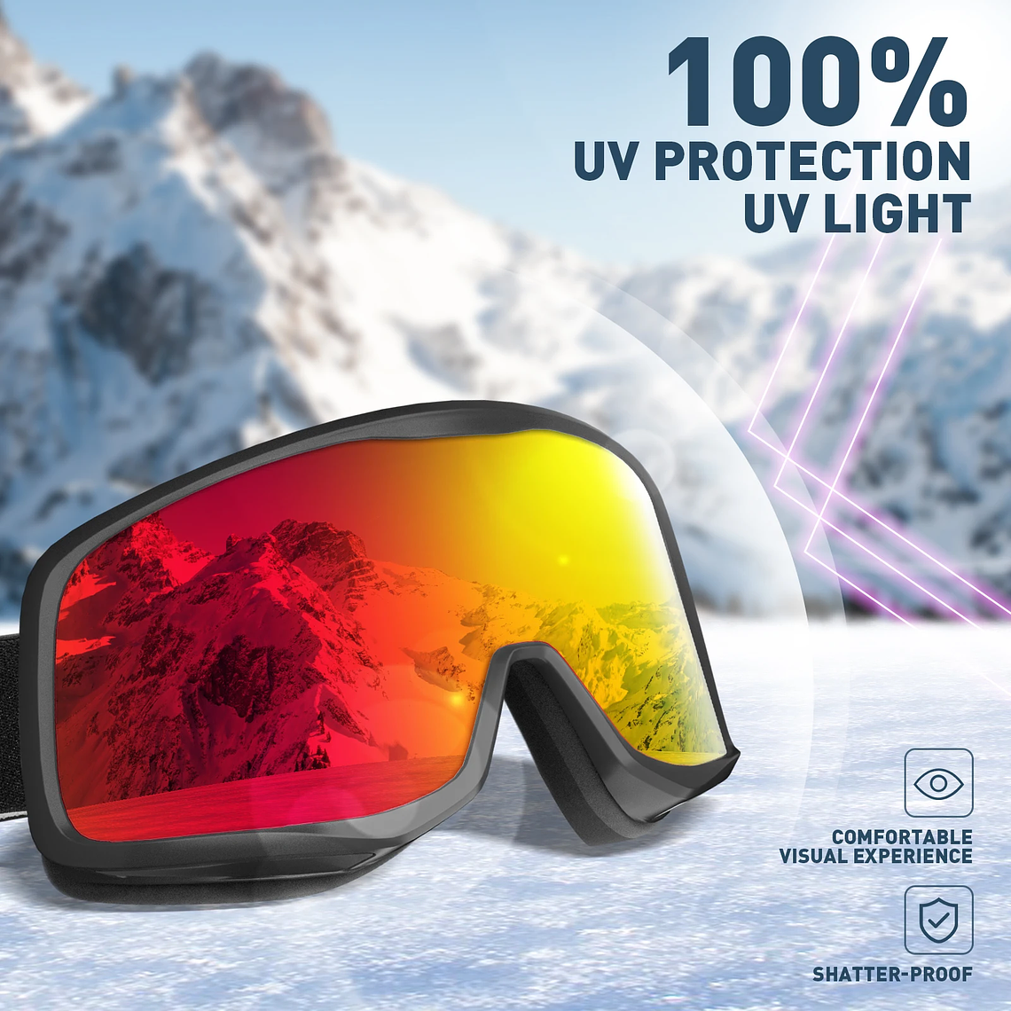 KAPVOE Photochromic Ski Goggles Winter 2024 | UV400, Anti-fog and Integrated Mask 4