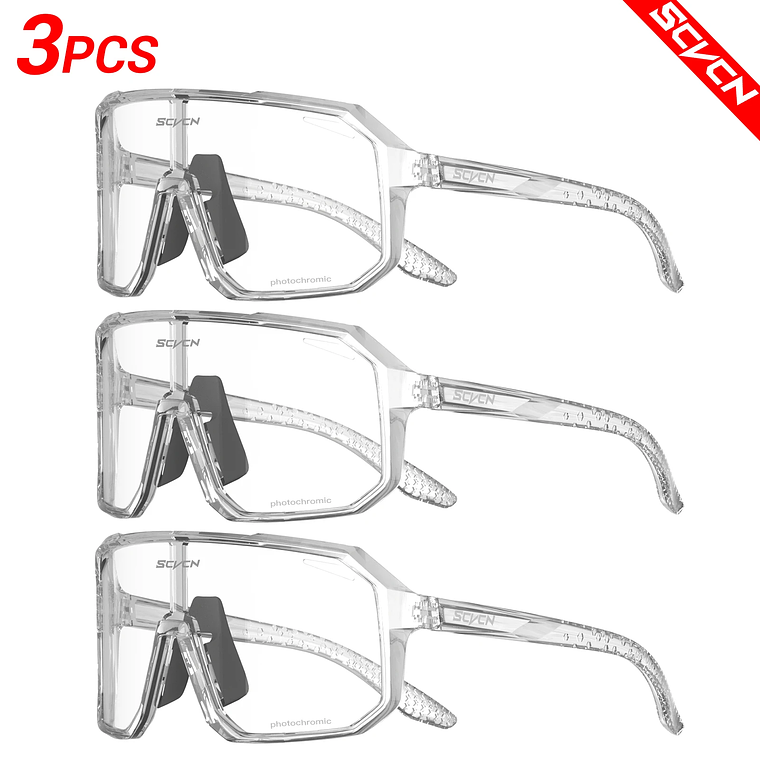 Pack 3 Óculos de Ciclismo Fotocrómicos SCVCN - Lentes que Escurecem com o Sol, UV400 | Unissex 9