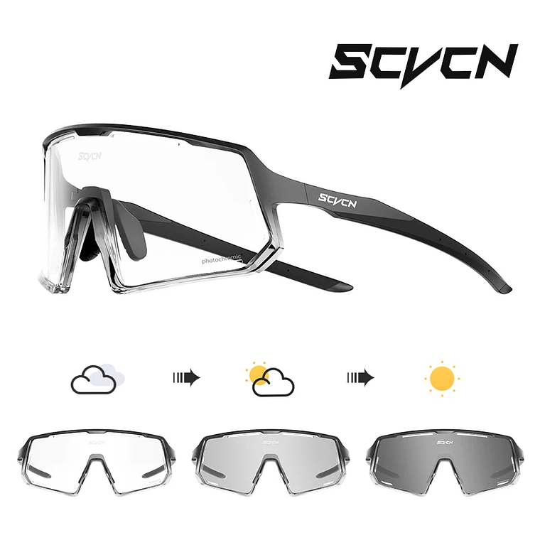 SCVCN S164 Cycling Glasses - Photochromic Lenses and Extra-Wide Field of Vision (151mm) | UV400 13
