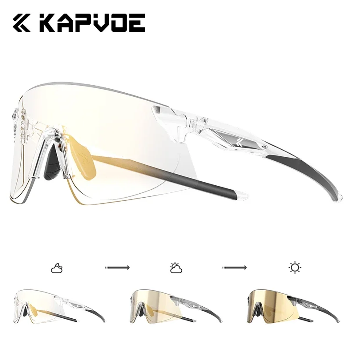 Óculos Fotocromáticos KAPVOE para Ciclismo e Running | UV400, Lentes que Ajustam ao Sol | Unissexo para MTB e Outdoor 15